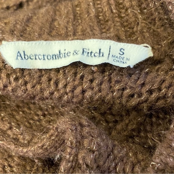 Abercrombie Fitch Small Sweater Open Knit Back Tie Keyhole Womens Brown - Picture 5 of 8